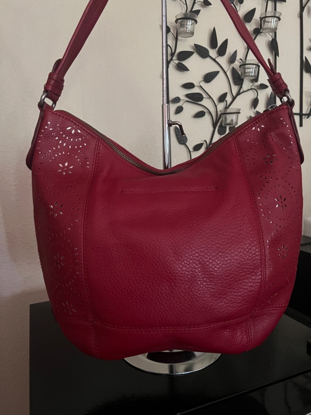 The Sak Red Perforated Leather Shoulder Bag - Picture 5 of 10